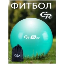 Мяч гимнастический, фитбол, для фитнеса, для занятий спортом, диаметр 75 см, ПВХ, в сумке, серебряный, JB0210547